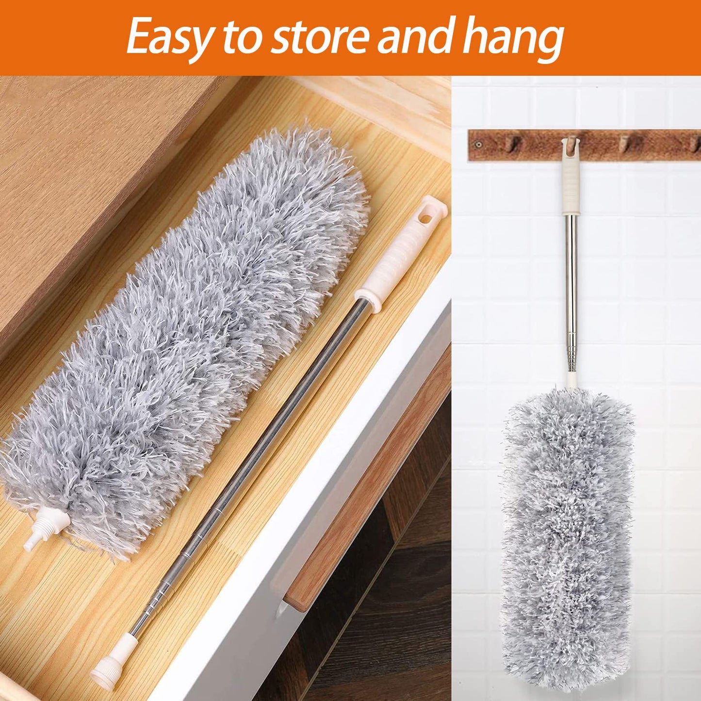 100-Inch Extendable Microfiber Feather Duster – Clean High Places Easily!